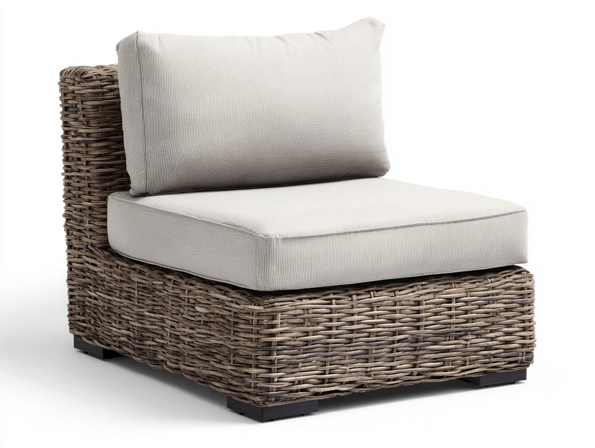 Sillones de ratán 85 x 90 x 85 cm - marrón y beige claro - sillón individual con asiento acolchado y respaldo amplio