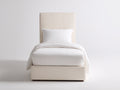 Camas individuales cama individual tapizada de piel sintética 200x100x110 cm - blanco - estilo moderno con cabecero acolchado
