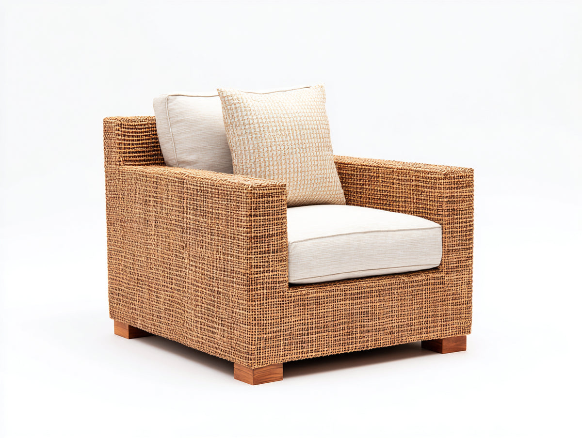 Sillones de ratán 88 x 86 x 80 cm - marrón-beige - estilo moderno con reposabrazos anchos