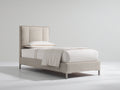 Camas individuales tapizadas 205 x 100 x 115 cm - beige - estilo moderno con cabecero alto