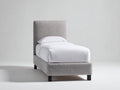 Camas individuales tapizadas 210x110x118 cm - gris claro - cabecero alto acolchado estilo moderno