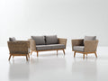 Sofás de exterior de ratán 170x78x78 cm - ratán natural y gris - conjunto de 3 piezas con estructura de madera estilo moderno