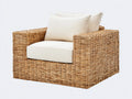 Sillones de ratán 92x88x80 cm - ratán natural y crema - asiento acolchado con reposabrazos estilo rústico