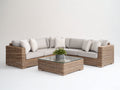 Sofás de exterior de ratán 240 x 240 x 78 cm - marrón natural y beige claro - sofá de esquina con mesa de centro cuadrada
