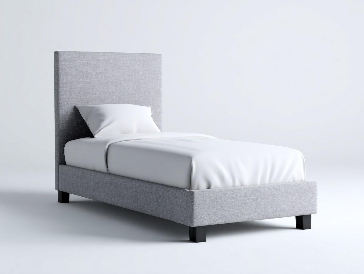 Camas individuales cama individual tapizada de tela 200x100x110 cm - gris - estilo moderno con cabecero acolchado