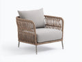 Sillones de ratán 78 x 76 x 82 cm - Marrón y beige - Sillón individual tejido con asiento acolchado y estructura abierta