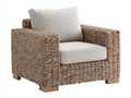 Sillones de ratán 92 x 88 x 82 cm - marrón natural y beige claro - sillón individual con reposabrazos y asiento acolchado