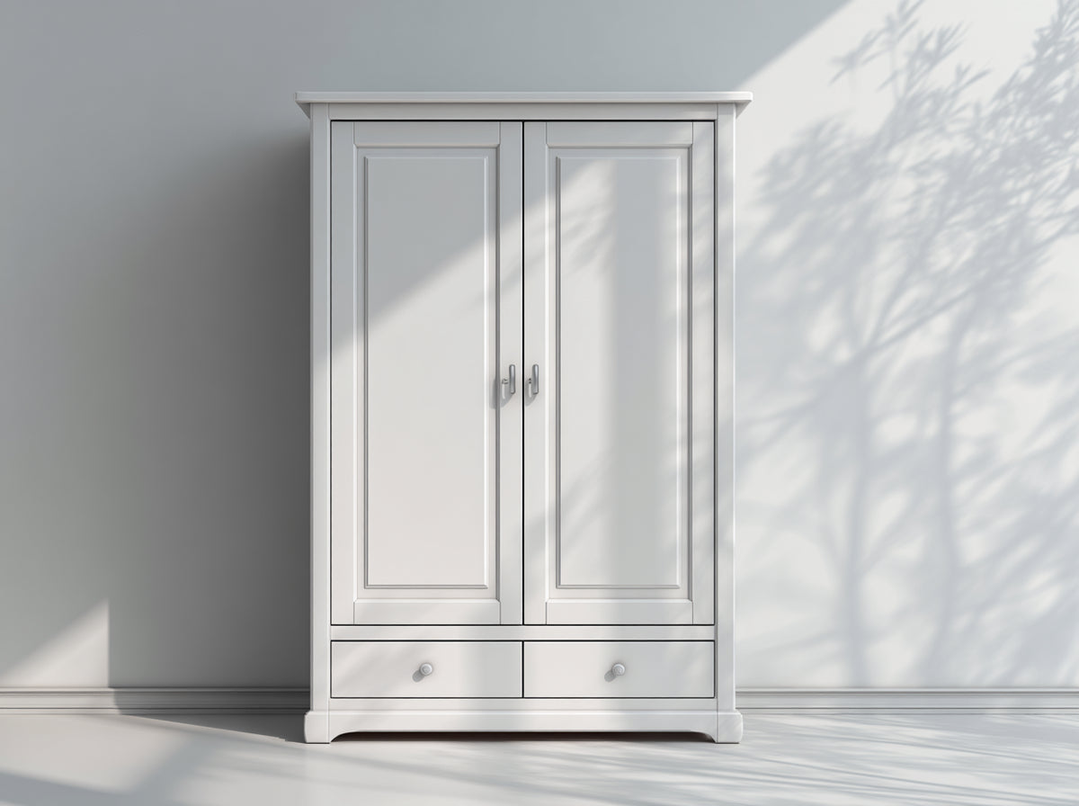 Armarios de madera 100 x 55 x 180 cm - blanco - 2 puertas y 2 cajones con diseño clásico