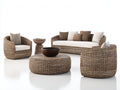 Sofás de exterior de ratán conjunto 300x90x75 cm - marrón natural-blanco - diseño natural para terraza