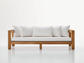 Sofás de exterior 200 x 80 x 75 cm - Madera natural y blanco - Sofá de 3 plazas con estructura de madera y brazos rectos