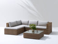 Sofás de exterior de ratán 240 x 180 x 75 cm - marrón-gris claro - estilo moderno con sofá esquinero y mesa de centro