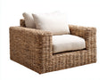 Sillones de ratán 95 x 88 x 78 cm - Marrón y beige claro - Sillón individual tejido con asiento acolchado y reposabrazos anchos