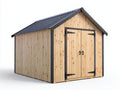 Casetas de jardín caseta de exterior de madera 300x300x230 cm - madera natural-negro - estilo moderno con doble puerta