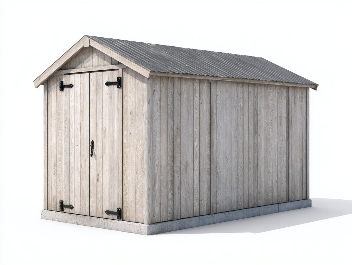 Casetas de jardín caseta exterior de madera 300x300x230 cm - blanco-gris - diseño clásico con doble puerta