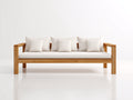 Sofás de exterior de madera maciza 210x82x78 cm - madera natural y crema - 3 plazas con asiento acolchado estilo moderno