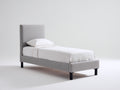 Camas individuales tapizadas 210 x 100 x 110 cm - gris claro - cama individual con cabecero alto y patas negras de diseño moderno